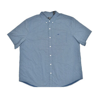 Dockers Men's Big & Tall Size XXL Blue Pattern Short Sleeve Shirt Classic Fit
